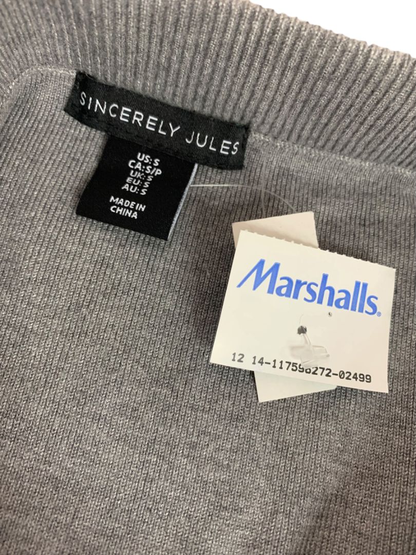 Small Sincerely Jules Sweater Knit Skirt New Gray Pull On Ivory Trim