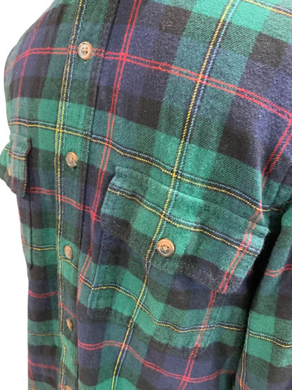 Small Old Navy Mens Regular Fit Double Brushed Green Plaid Flannel Shirt