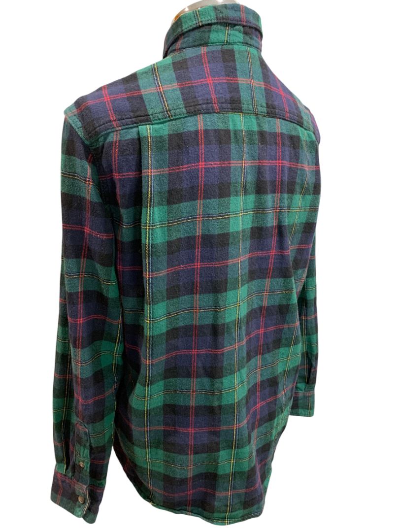 Small Old Navy Mens Regular Fit Double Brushed Green Plaid Flannel Shirt