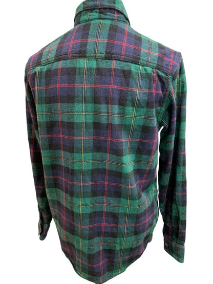 Small Old Navy Mens Regular Fit Double Brushed Green Plaid Flannel Shirt