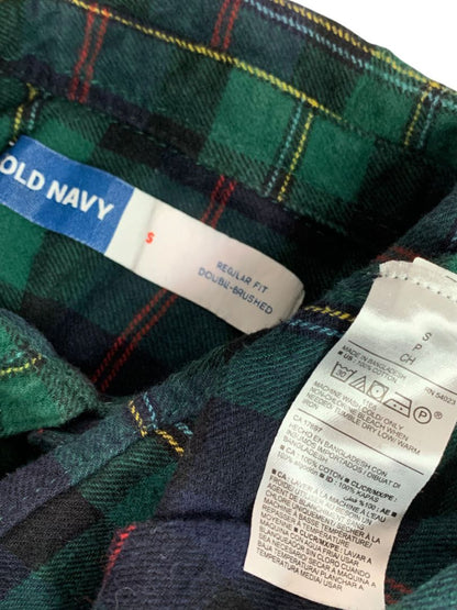 Small Old Navy Mens Regular Fit Double Brushed Green Plaid Flannel Shirt