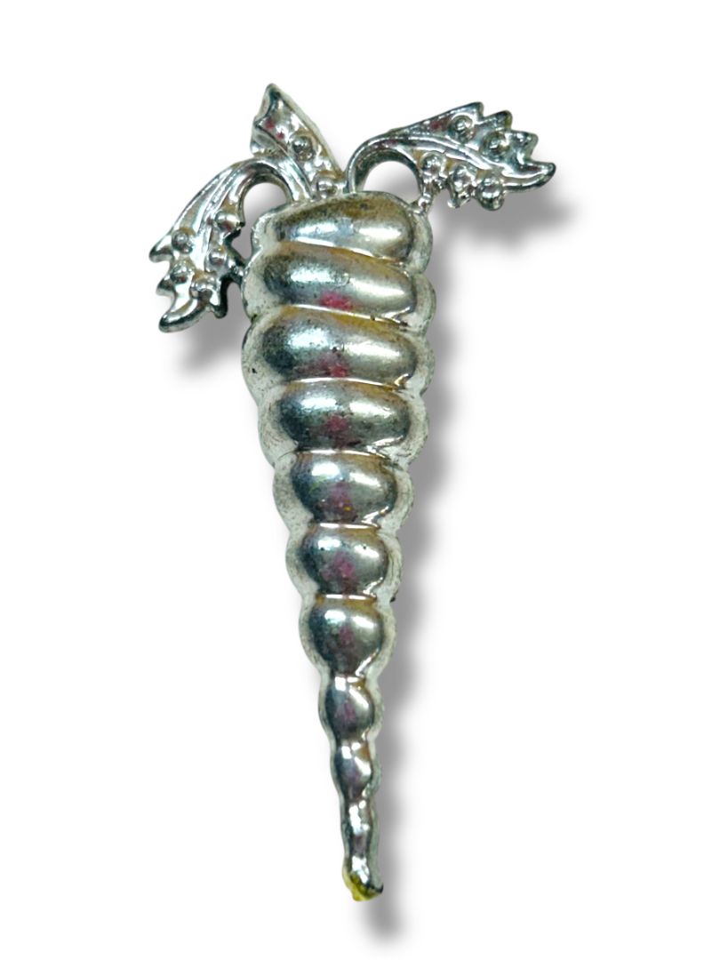 Vintage Silvertone Swirled Carrot Brooch 2.5" Gardener Gift