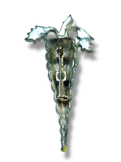 Vintage Silvertone Swirled Carrot Brooch 2.5" Gardener Gift