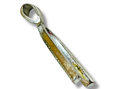 Silvertone Wishbone Pendant for Necklace Rhinestones 1"