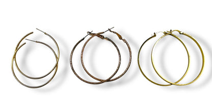 Lot of 3 Pair Hook Latchback Earrings Pierced 1.75"-2" Thin