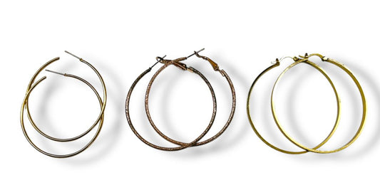 Lot of 3 Pair Hook Latchback Earrings Pierced 1.75"-2" Thin