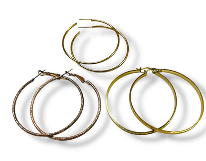 Lot of 3 Pair Hook Latchback Earrings Pierced 1.75"-2" Thin