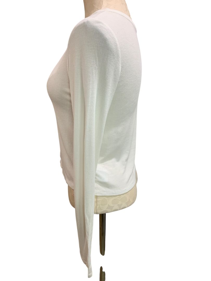 Small American Eagle Soft & Sexy Womens Ribbed Snap Up Ribbed White