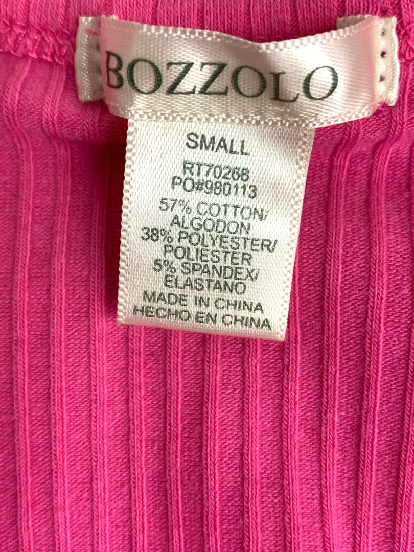 Small Bozzolo Womens Hot Pink Ribbed Cropped Tshirt