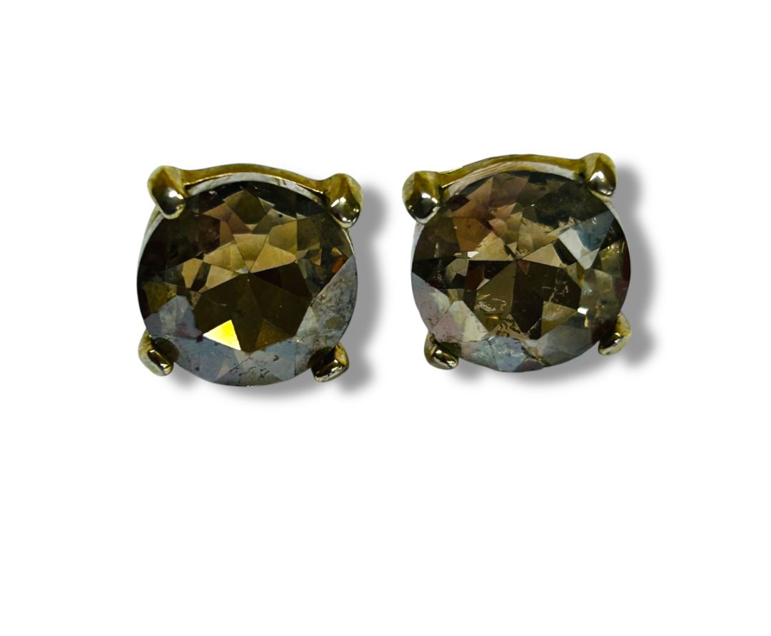 Goldtone Smoky Post Pierced Earrings 12mm