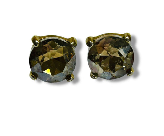 Goldtone Smoky Post Pierced Earrings 12mm