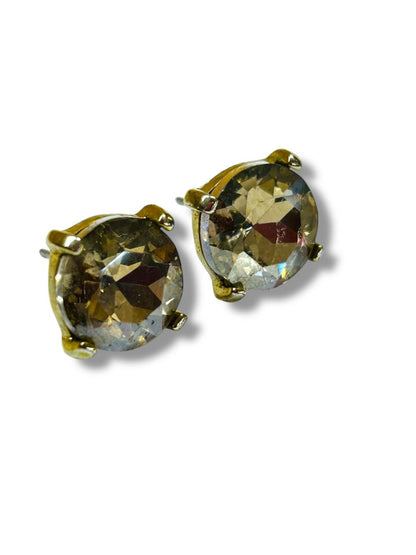 Goldtone Smoky Post Pierced Earrings 12mm