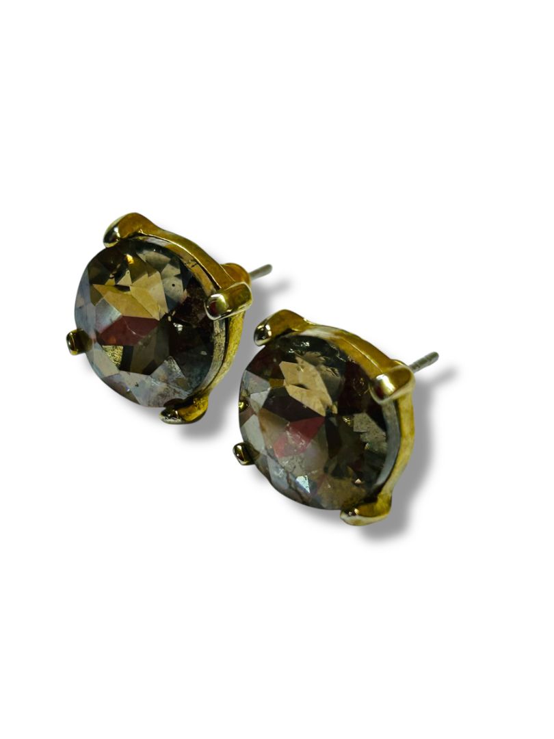 Goldtone Smoky Post Pierced Earrings 12mm