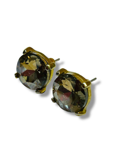 Goldtone Smoky Post Pierced Earrings 12mm