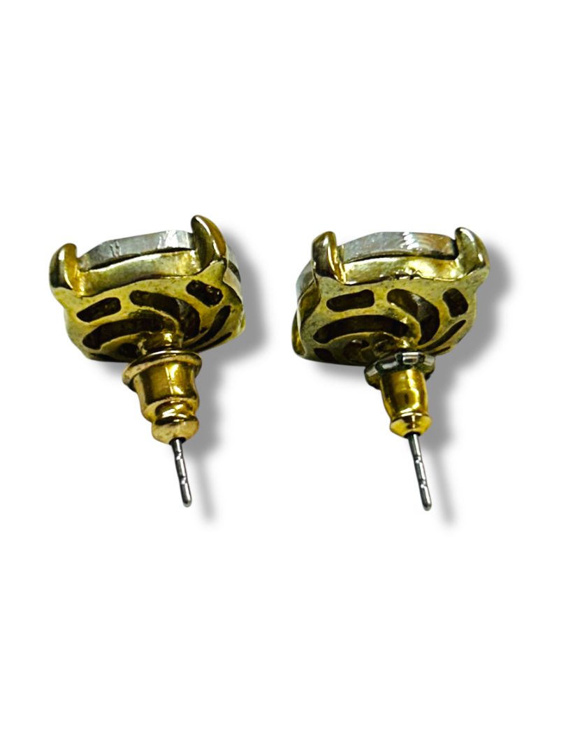 Goldtone Smoky Post Pierced Earrings 12mm