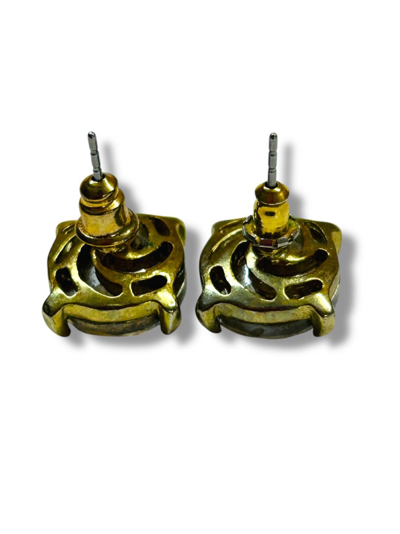 Goldtone Smoky Post Pierced Earrings 12mm