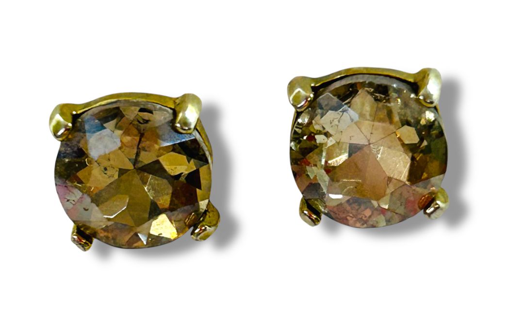 Goldtone Smoky Post Pierced Earrings 12mm