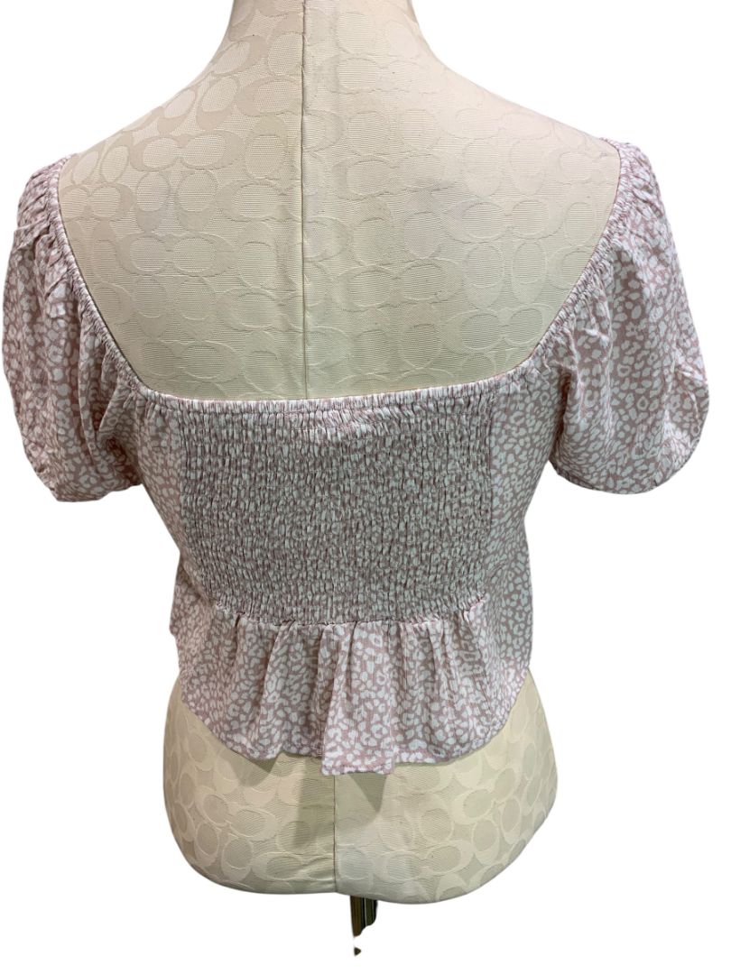 Small Urban Romantics Womens Floral Keyhole Neckline Flowy Crop Top