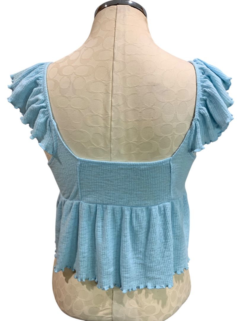 Small American Eagle Womens Blue Tie Front Keyhole Crop Top
