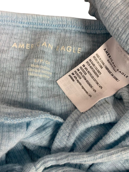 Small American Eagle Womens Blue Tie Front Keyhole Crop Top