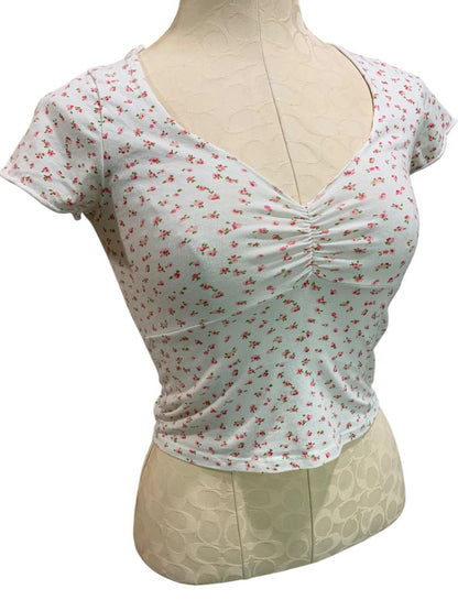 One Size Brandy Melville Womens Gina Top Retro Floral Print Shirt