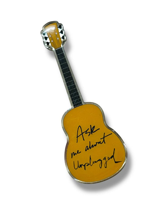 Vintage Jon Bon Jovi Avon Guitar Shaped Pin 3" "Ask me about Unplugged"