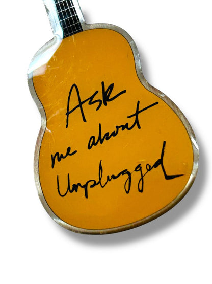 Vintage Jon Bon Jovi Avon Guitar Shaped Pin 3" "Ask me about Unplugged"