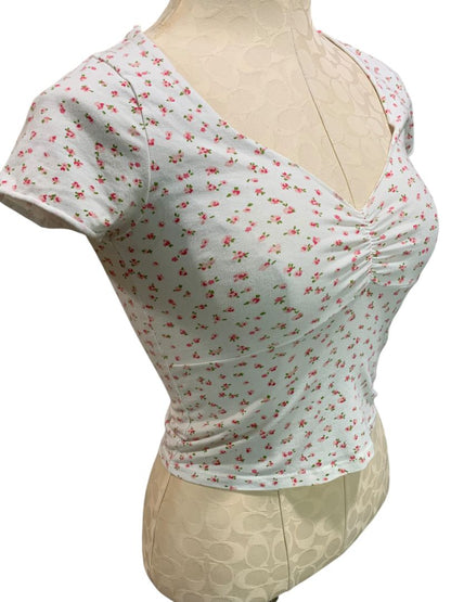 One Size Brandy Melville Womens Gina Top Retro Floral Print Shirt