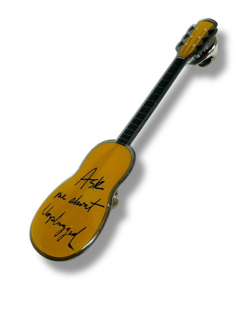 Vintage Jon Bon Jovi Avon Guitar Shaped Pin 3" "Ask me about Unplugged"