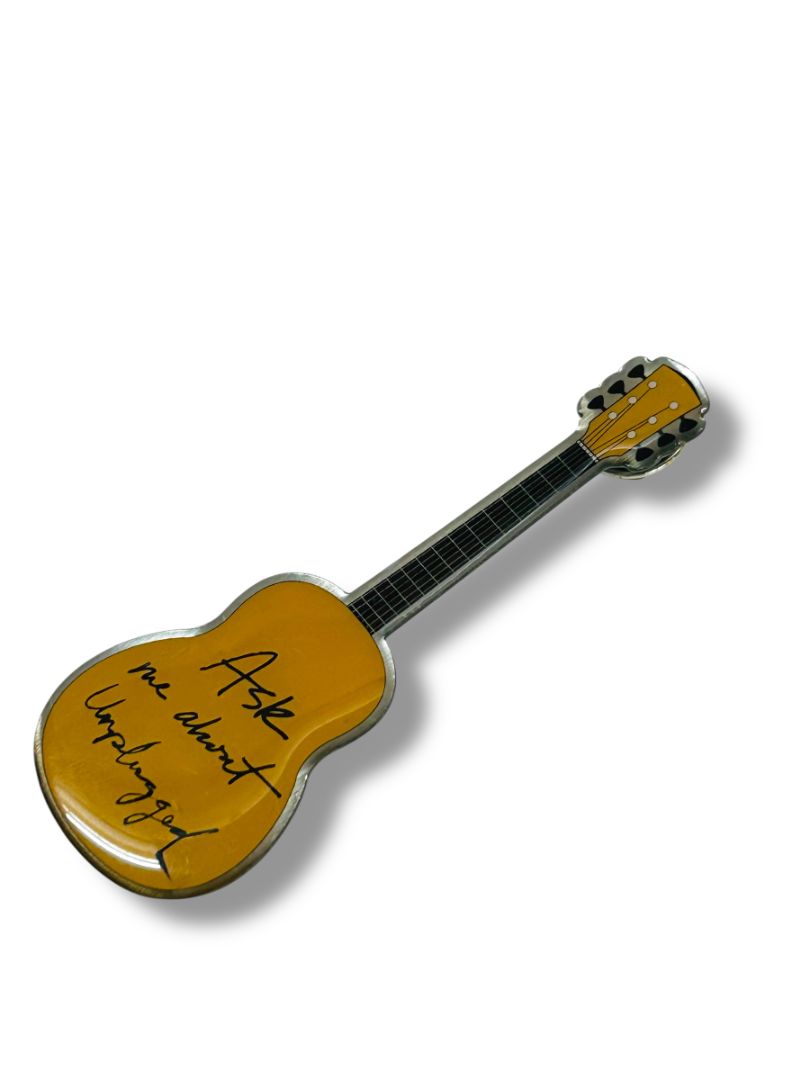 Vintage Jon Bon Jovi Avon Guitar Shaped Pin 3" "Ask me about Unplugged"