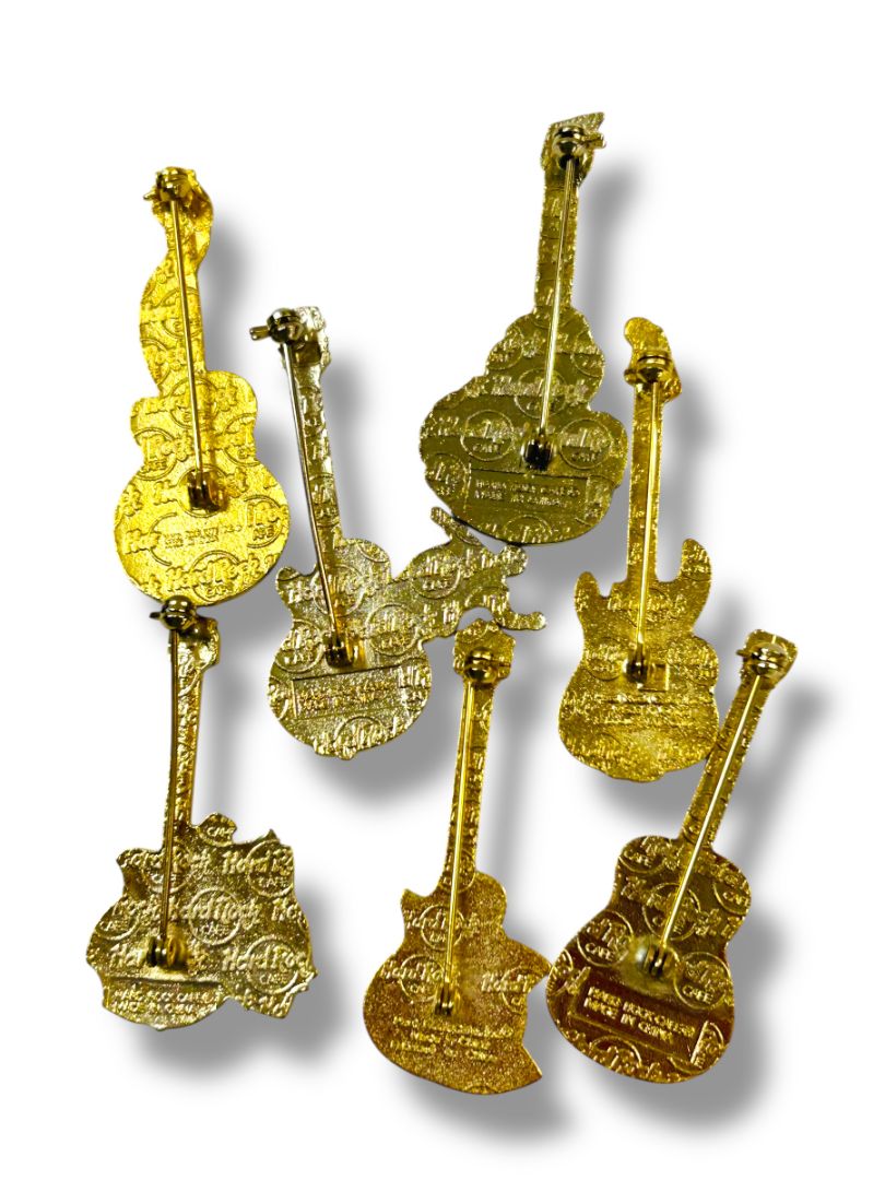 Lot of 7 Hard Rock Cafe Pins 2.25" Honolulu Philadelphia Toronto More