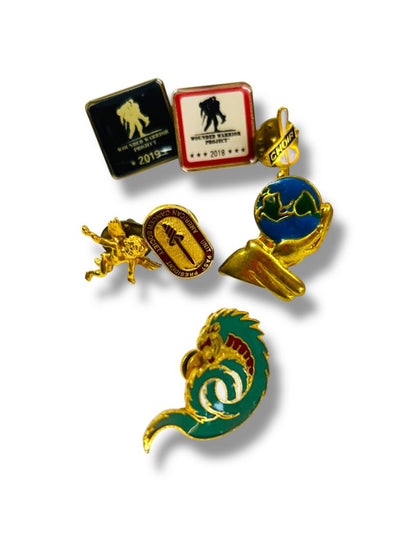 Lot of 7 Lapel Pins Dragon Wounded Warrior Angel Choir