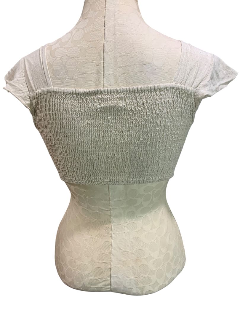 Small Japna Womens Twist Front Crop Top Fitted Flax Blend