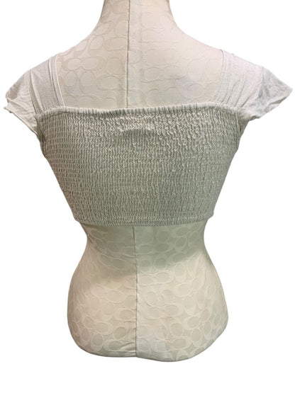 Small Japna Womens Twist Front Crop Top Fitted Flax Blend