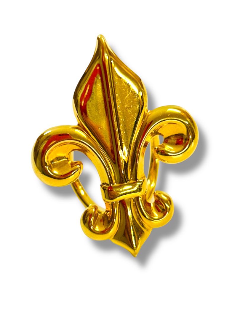 Vintage Scarf Ring Slide Goldtone Fleur di Lis 1.5"
