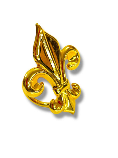 Vintage Scarf Ring Slide Goldtone Fleur di Lis 1.5"