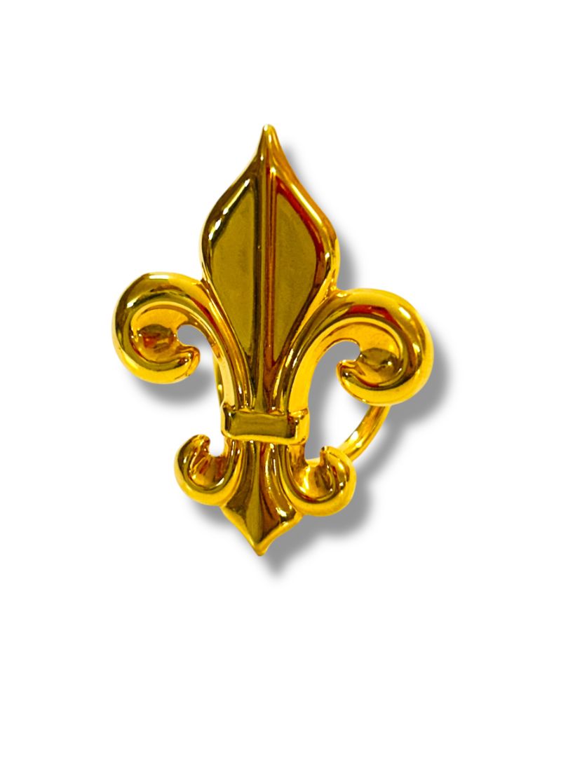 Vintage Scarf Ring Slide Goldtone Fleur di Lis 1.5"