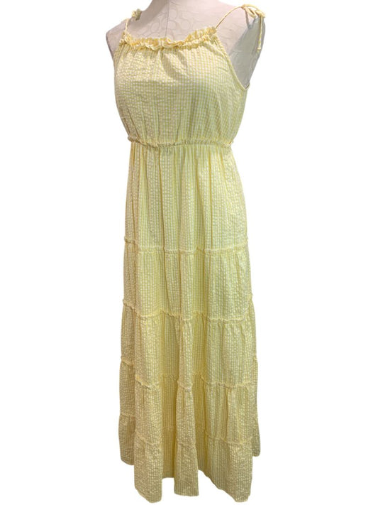 Small Jessica Simpson Womens Yellow Gingham Maxidress New Seersucker Summer