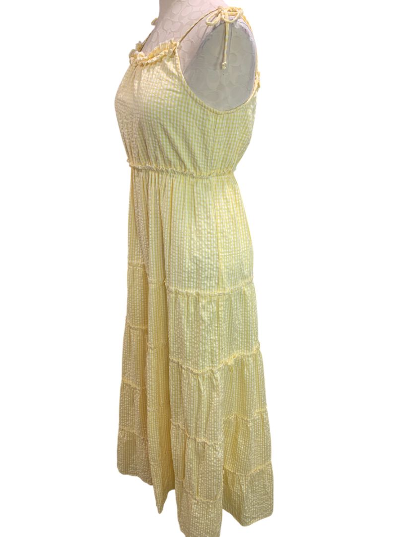 Small Jessica Simpson Womens Yellow Gingham Maxidress New Seersucker Summer
