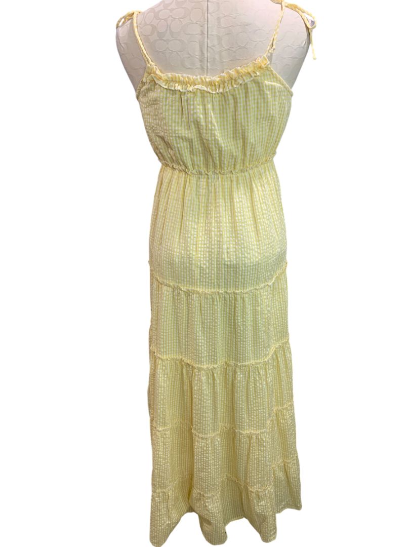 Small Jessica Simpson Womens Yellow Gingham Maxidress New Seersucker Summer