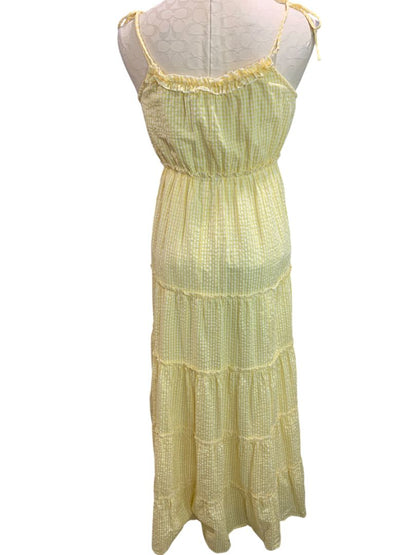 Small Jessica Simpson Womens Yellow Gingham Maxidress New Seersucker Summer