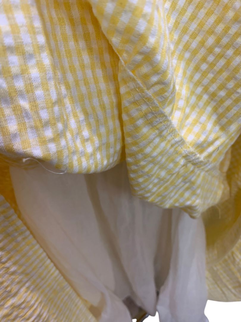 Small Jessica Simpson Womens Yellow Gingham Maxidress New Seersucker Summer