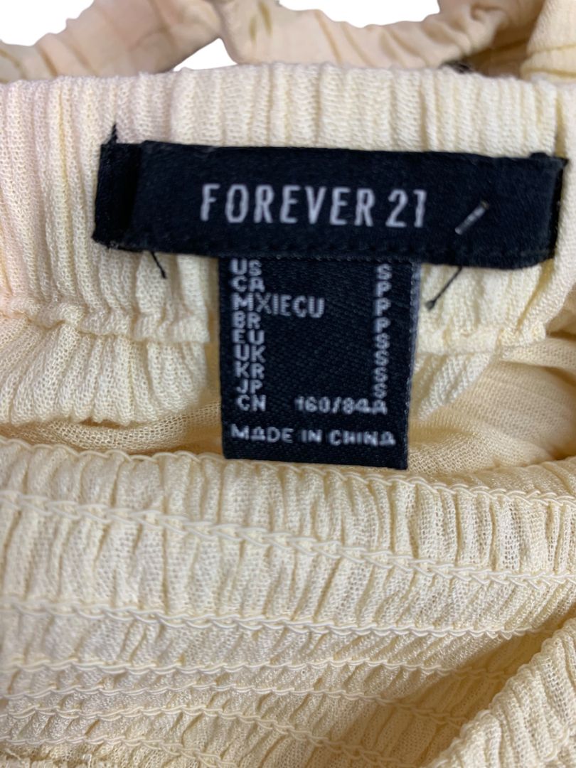 Small Forever 21 Pale Yellow Gauzy Sundress Maxi Smocked Bodice Slightly Sheer