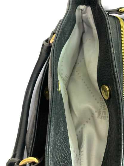 Aimee Kestenberg Satchel Handbag Black Leather Red Embossed Snakeskin Shoulder Strap Removable