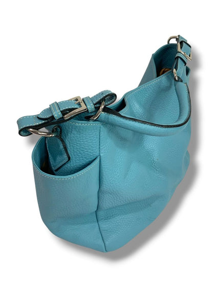 Liz Pelletterie Pebbled Leather Shoulder Hobo Bag Turquoise Made in Italy