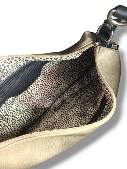 Crocs Imitation Leather New 3 in 1 Tote Bag Purse Taupe Rivets Tassel