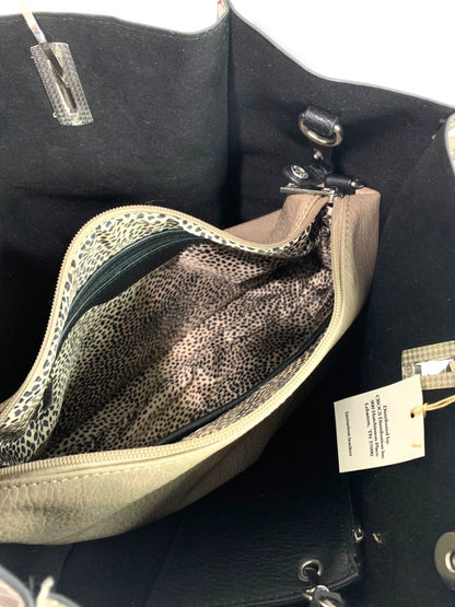 Crocs Imitation Leather New 3 in 1 Tote Bag Purse Taupe Rivets Tassel