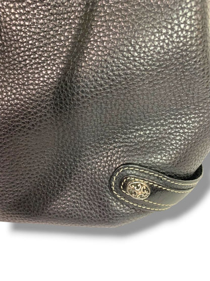 Brighton Black Pebbled Leather Handbag Shoulderbag Hobo Silvertone Hardware