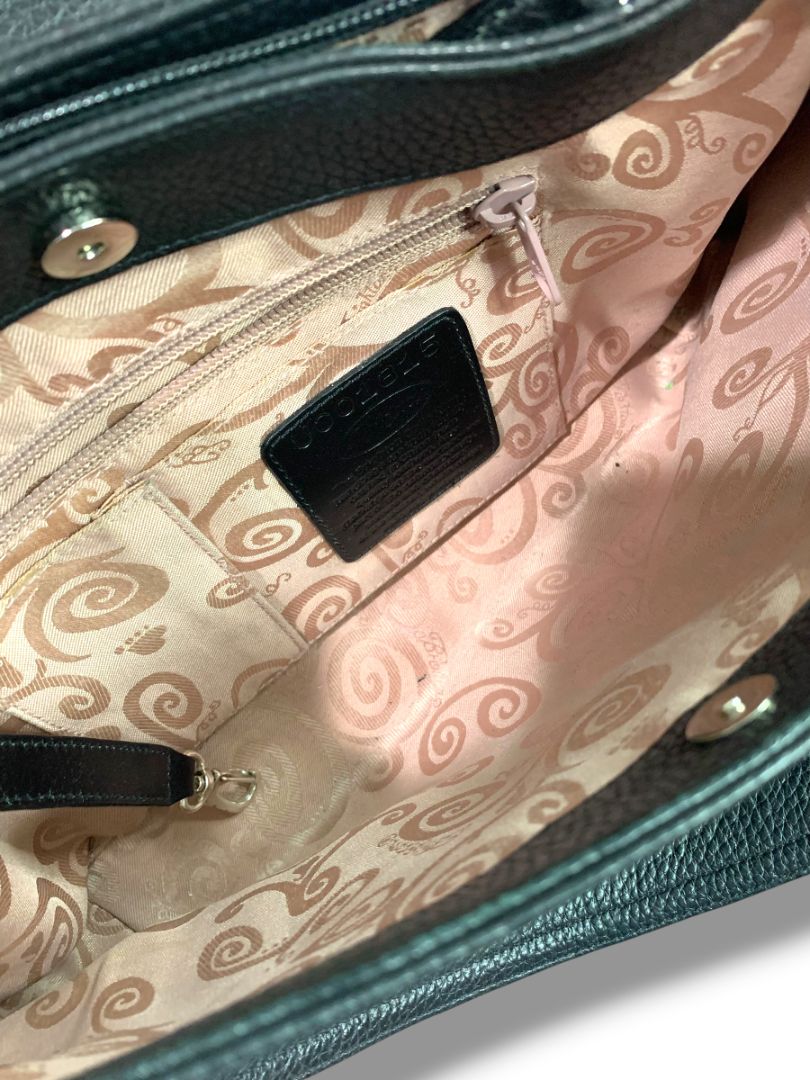 Brighton Black Pebbled Leather Handbag Shoulderbag Hobo Silvertone Hardware