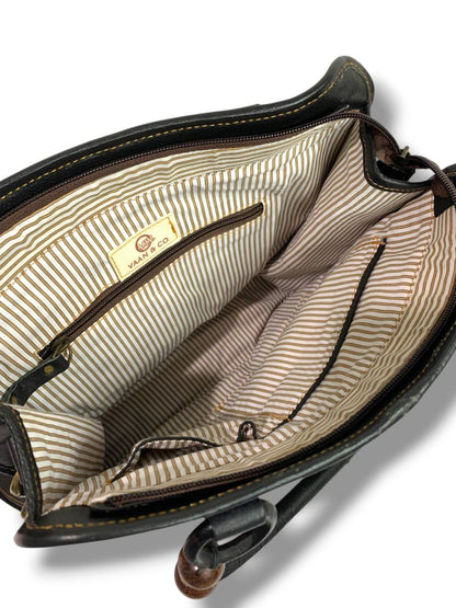 Vaan & Co Upcycled Pieced Leather Fabric Handbag Satchel Crossbody